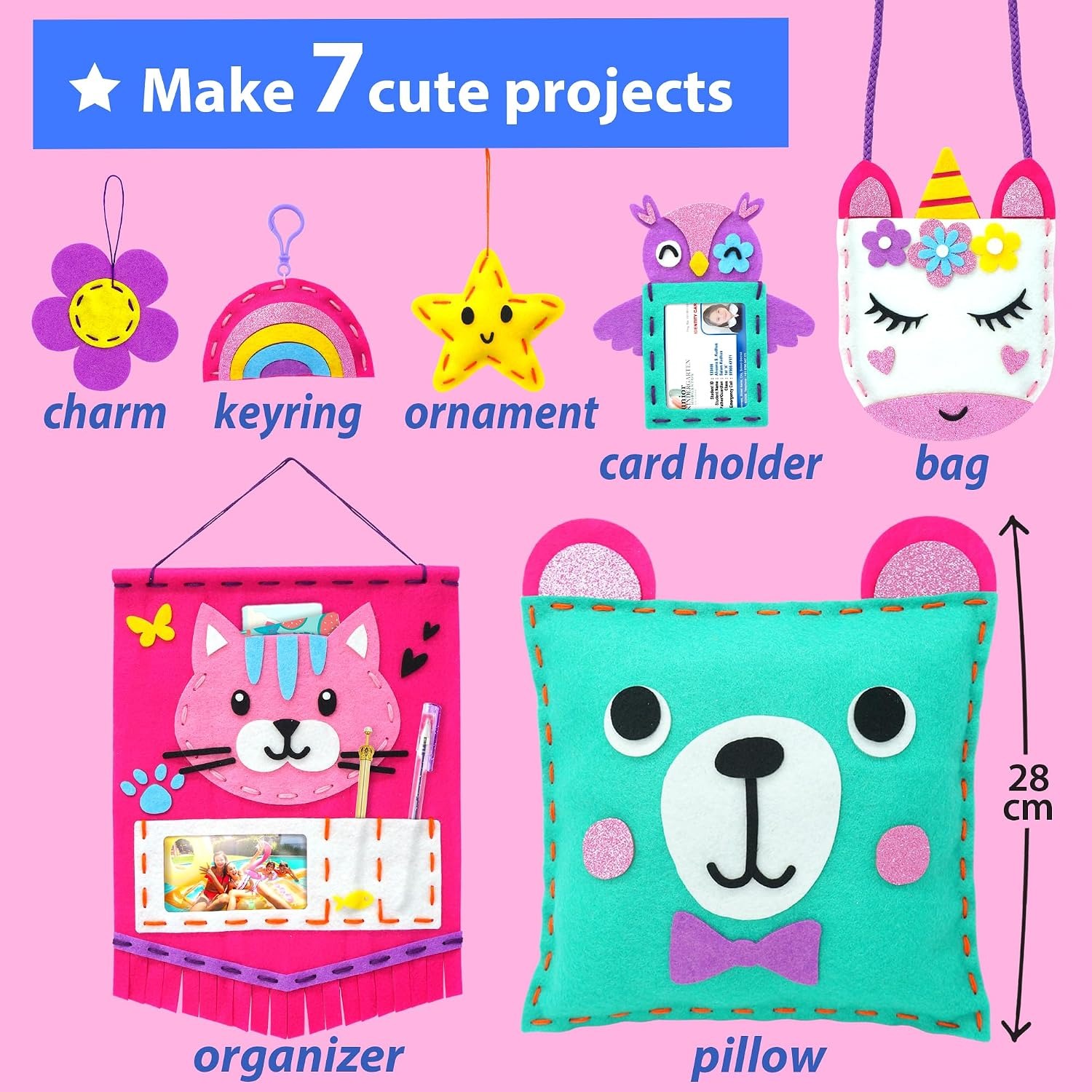 My First Sewing Kit with 7 Beginner Felt Projects, detail view
