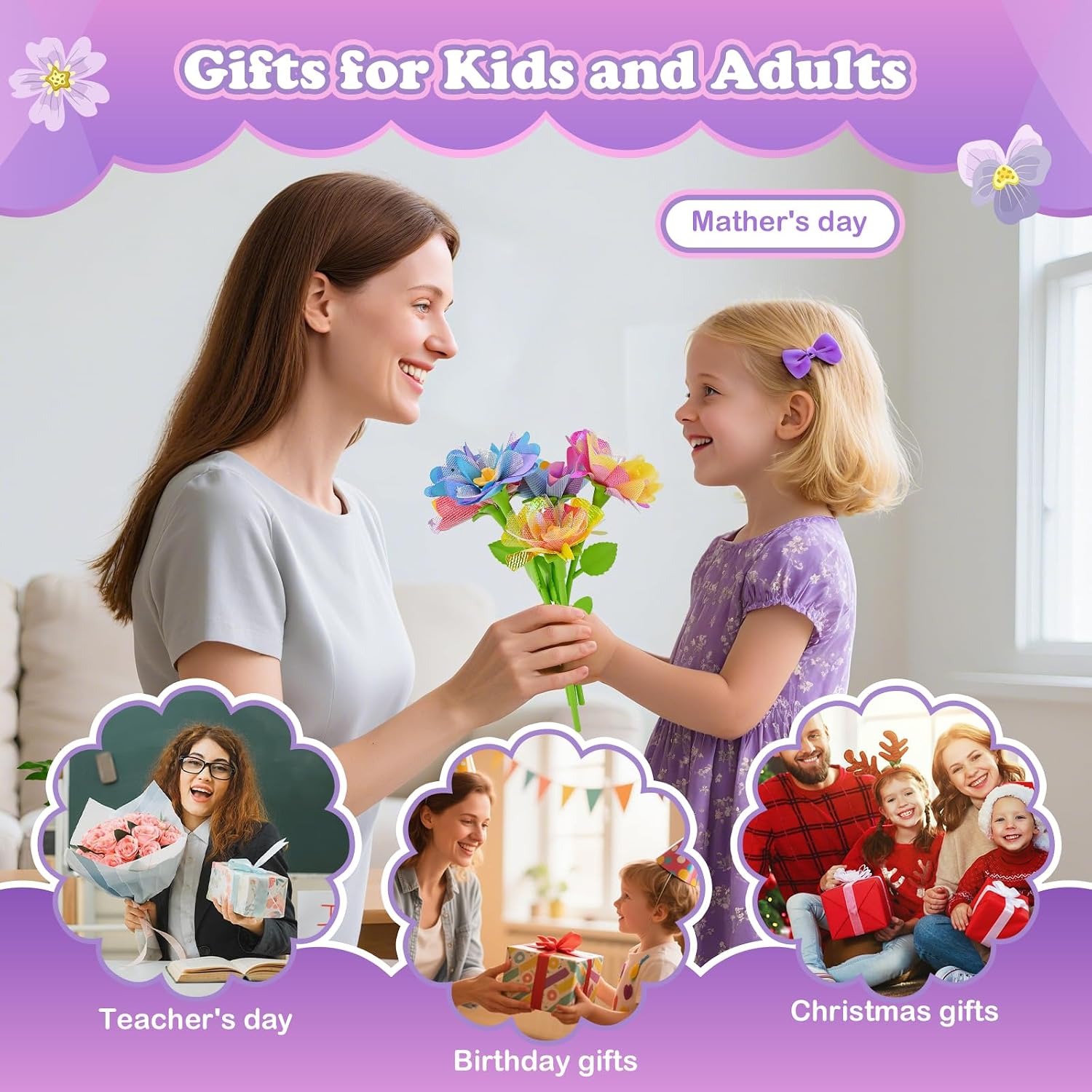 Flower Press Craft Kit for Kids, detail view